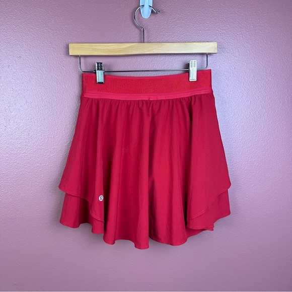 Lululemon Court Rival High Rise Skirt Dark Red Size 4 Running Skort Swift Fabric - Picture 4 of 9